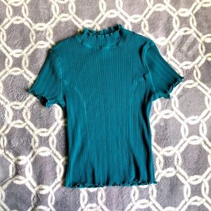 Turtleneck form fitting crop (ish) top